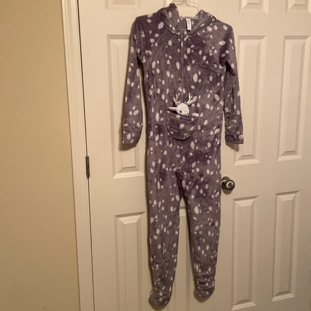 Girl’s reindeer pajama onesie